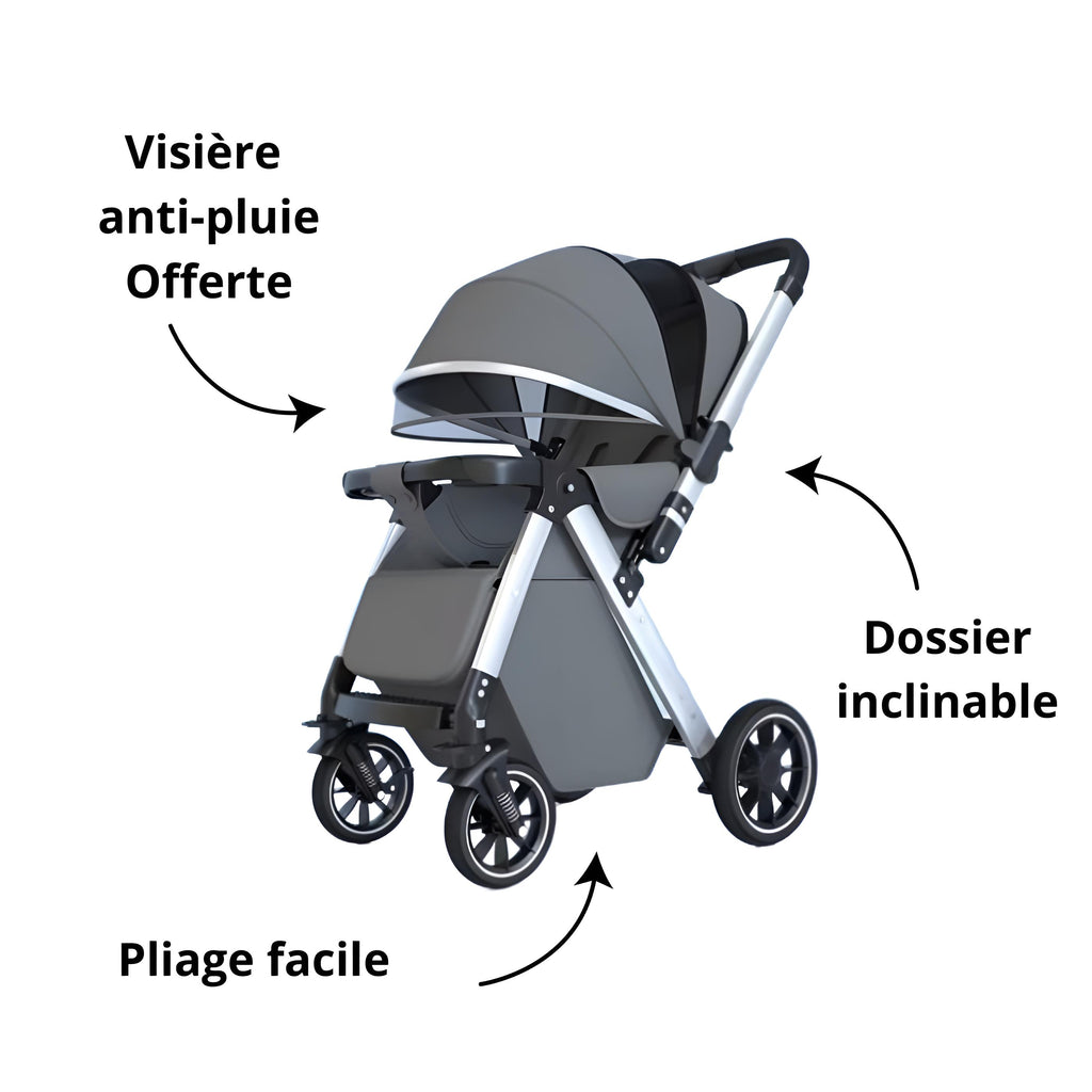 Poussette BabyPorta Pliable Gris