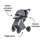Poussette BabyPorta Pliable Gris